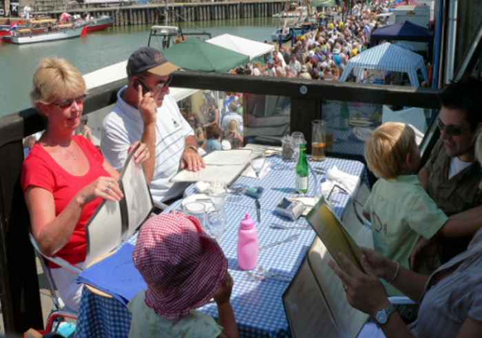 Diners at Crab & Winkle Restaurant